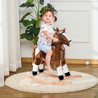 Kids Plush Pony Rocking Horse     Wooden Ride   on Animal With Realistic Sounds     Br
