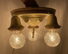 Pair Set 2 Rewired Antique Vtg Art Deco Flush Mount Ceiling Light 1920s 1940 10   
