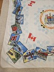 Vintage Canada Souvenir Graphic  Tablecloth Map 45 X 45 Canadian Coat Of Arms 