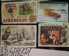 13 Liberia Mixed Different Large Stamps Ww Worldwide Foreign Used Lot Low Price 