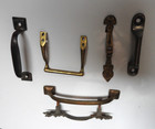 6 Misc Antique Or Vintage Drawer Pulls  Fancy Ornate Embossed  Brass 