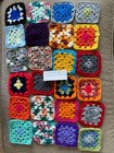 Lot 24 4  Multiple Colors Hand Crochet Granny Squares Afghan Yarn Blocks Lot D