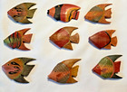 Vintage Wooden Fish - Hand Painted And Hand Carved - 20 Pcs - Great For Crafts 