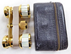 Antique Bushnell 3x Mother Of Pearl Opera Glasses  With Original Leather Case