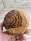 Vintage Hand Turned Olive Wood Round Trinket Dresser Box With Lid