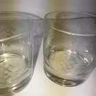 Vintage Set Picket Javit Cut Crystal Clear Rocks  Glasses Set Of Two Mcm