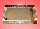 Antique Vanity Perfume Tray Footed   Cut Glass    Mirrored 9  X 14    1950 s