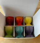 Le Creuset Stoneware Rainbow Multicolor Set Of 6  Egg Cups New Nib