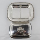 Vintage 2 Section Divided Silver Plate Entree Serving Dish And Lid