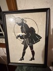Vintage Victorian Silhouette Portrait Pair Man Woman Framed Wall Art 12x 16