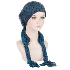 Women Floral Printed Muslim Hijab Turban Braided Tassel Soft Headscarf Islamic B