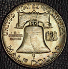 1961-d Franklin Half Dollar   Gem Bu  Toned