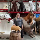 Sheep Merino Ewe Lamb Head Down Farm Animal Theme Decor Prop Table Top Statue