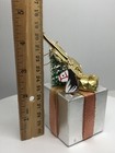Vintage Music Box Christmas Ornament 4    Present Violin  battery Case Won   t Open