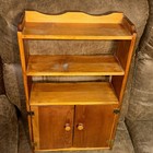 Vintage Wooden Wall Shelf Cabinet 25    Tall Storage Unit With Double Doors