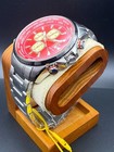 Invicta Aviator 50502 World Time Chronograph Red Dial Stainless Steel Watch New