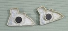 Pair Vintage 1980 s Gray Plastic Cat Kitty Old 2x3 Refrigerator Magnets Free S h