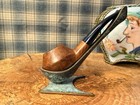 Bjarne Hand Made Squat Rhodesian - Partially Rusticated - Denmark - Estate Pipe