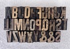 Antique Lot Of 28 Letterpress Letters Symbols Wood Type Printers Block 1    Patina
