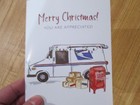 Merry Christmas Card For Awesome Mailman  W envelope Blank Inside Fun Stationary