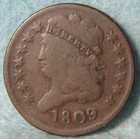 1809 Classic Head Half Cent With Rotated Reverse   Old Us Coin  592