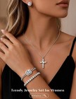 Elegant Sllaiss Silver Tone Jewelry Set Featuring Necklace  Bracelet  Earring