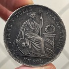 1875 Yj Peru  Silver Un Sol