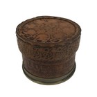 2-3 4  Brass Compass In Decorative Embossed Leather-wrapped Cylinder Case
