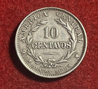 Costa Rica 10 Centavos 1890 Heaton Silver Coin Km 129 T11846