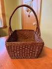 Vintage Woven Wicker Flower Gathering Basket Handle Rustic Farmhouse Cottagecore