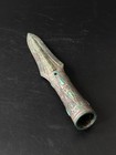 China Ritual Bronze Spear Ge Gold silver Inlays Dagger-axe Inscription Words         