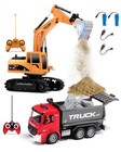 Usa 3in1 Rc Construction Toy Set Remote Control Excavator Dump Truck Crane Light