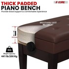 5 Core Duet Piano Bench 3 Inch Padded Cushioned Stool Wooden Musician Chair