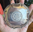 Antique Continental 800 Silver Dish With Maria Theresa Thaler Coin 83 Grams