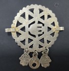 Authentic Antique Hamsa fatma Pendant Vintage Gilded Silver W Purple Stone 35g