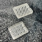 Pair Of Vtg Federal Glass Rectangle 5x4    Ashtrays Button And Cane Sawtooth Edge