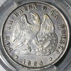 1854-so Pcgs Vf Chile 1 Peso Condor Crown Santiago Mint Silver Coin  26052401c 