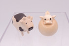 Set  2 Wooden Cow  1 Is T-lab     other Is Unmarked  Carved Miniature Cute Decor