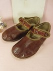  antique Baby   Doll Shoes One Strap Shoe Button Brown Leather Edwardian 1912