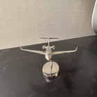 Gulfstream G300 Metal Aircraft Model On Display Stand  Silver Tone