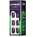 Kiss Impress Color Shiny Black Short Length Press-on Nails Beneath New X1