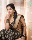 Woman Lichi Silk Black   Red Saree Party Bollywood Festive Wear Unstitch Blouse