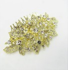 Gold Rhinestone Crystal Fancy  Floral Leafy Hair Comb Wedding Prom Formal   3839