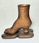 Hand Carved Wooden Victorian Ladies High Button Shoe Sculpture American  19th c 