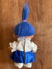 Troll Doll Jewish Girl W Star Of David Blue Hair   Dress W Shoes 5    Excellent