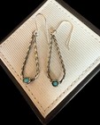 Southwest Sterling  Silver Turquoise Hook Dangle Earrings