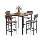 5 Pcs Metal Frame Kitchen Dining Table Set W counter Height Table   4 Bar Stools