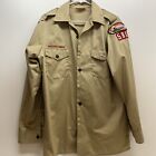 Boy Scouts  Bsa Adult Button Up Shirt Long Sleeve Patches Size Medium        Nice