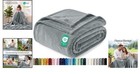 Luxury Soft Fleece Blanket Queen Size 90x90 Inch - Cool Grey Modern Elegance