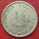 India  Portuguese 1952 Copper-nickel 1 4 Rupia  Km  25